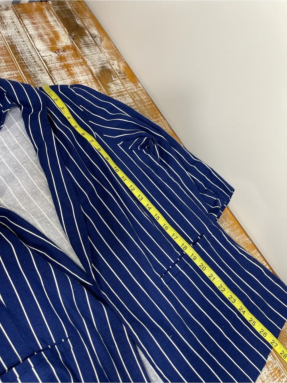 Weekend Women’s Navy Blue White Striped Blazer Jacket Size L